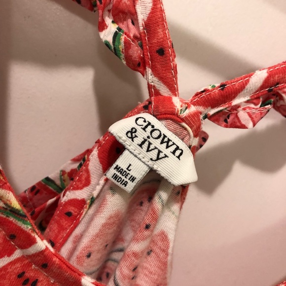 Crown & Ivy Watermelon Print Ruffle Top - Picture 7 of 8